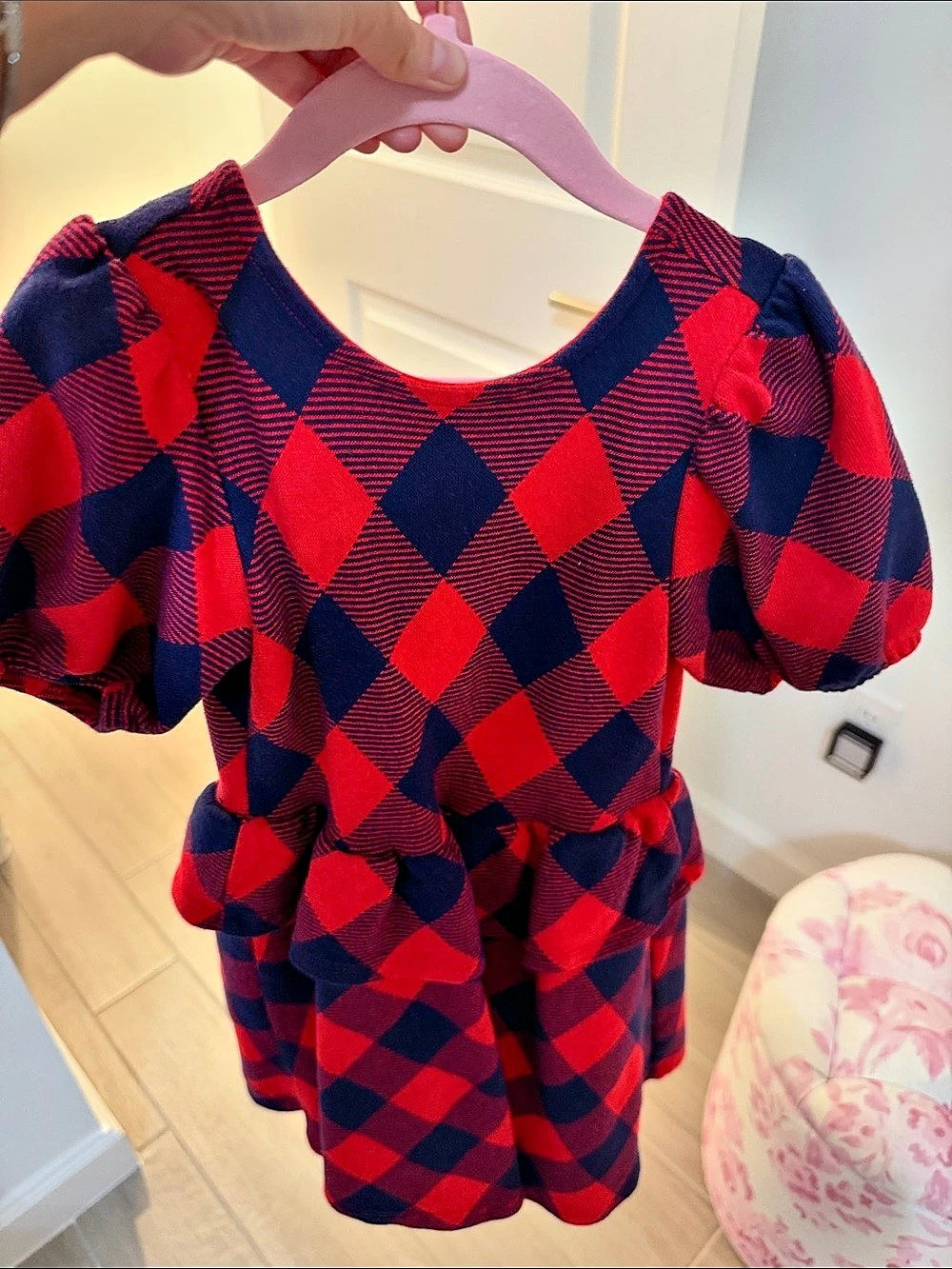 Janie and Jack Plaid Dress in Red & Blue Size 7 Like New